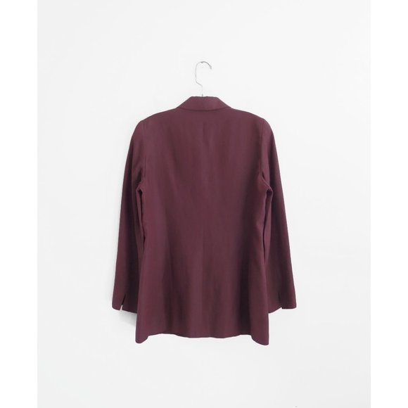 Vintage 90s Valentino Miss V Muted Mulberry Aubergine Silk Linen Blazer 44 US 8 - Picture 2 of 5